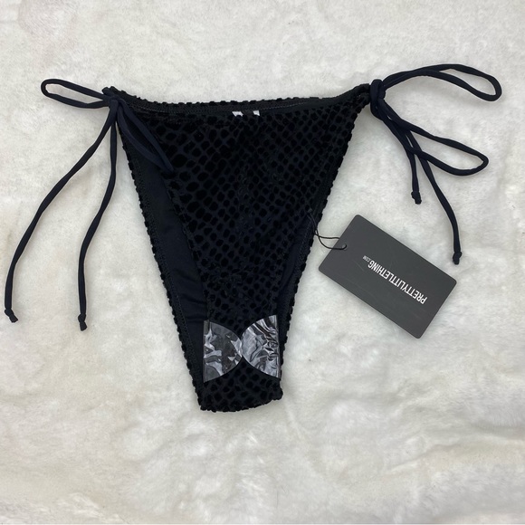 NWT Pretty Little Thing Black Devore Bikini Bottoms - Picture 5 of 10